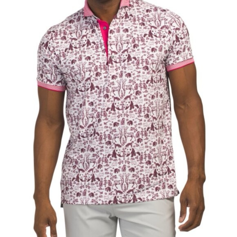 Greyson White and Pink Graphic Polo Shirt